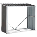 Log Storage Shed, Log Holder with Roof, Log Storage Shed, Firewood Rack for Backyard Garden Patio Porch, Anthracite Galvanized Steel 70.9'