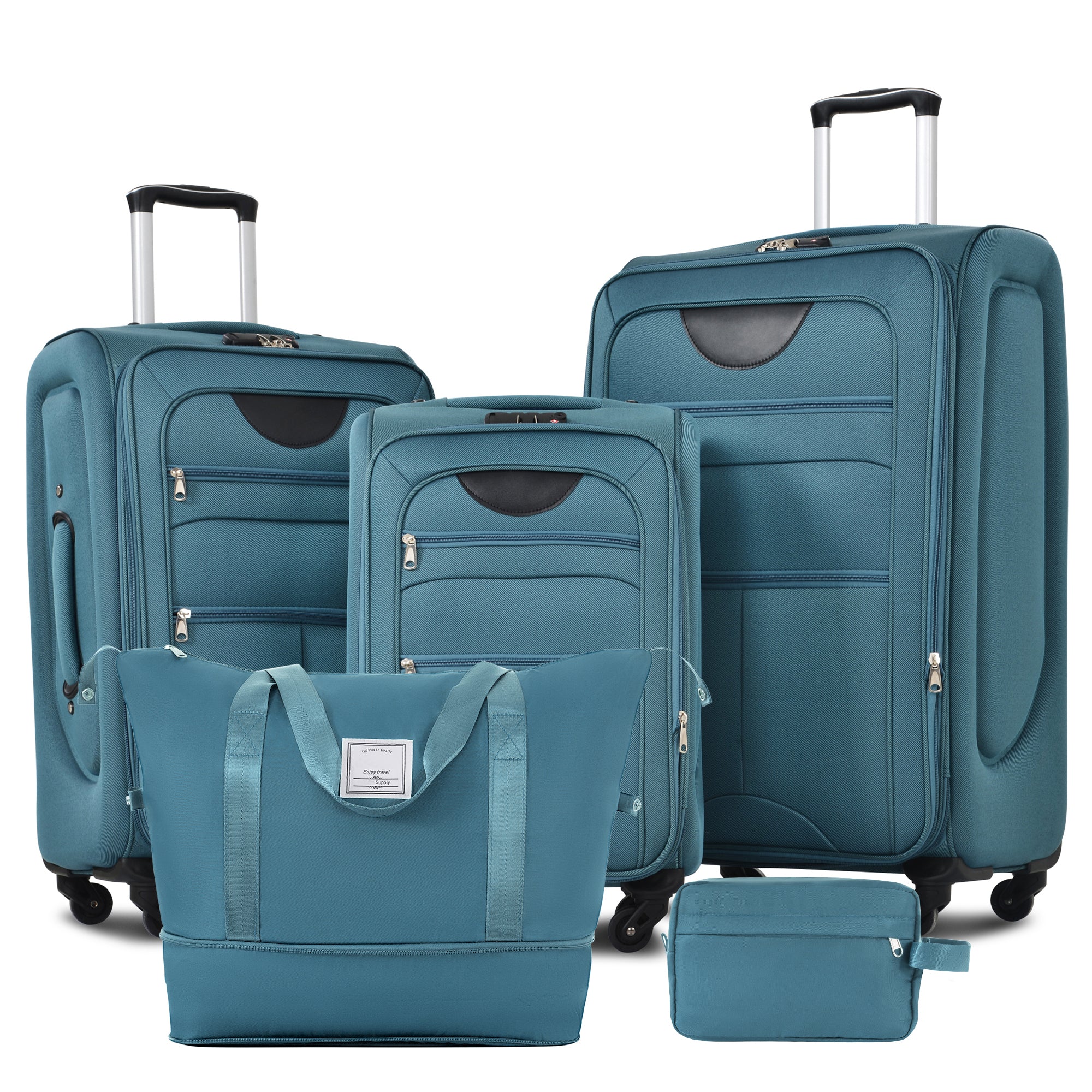 Softside Luggage Expandable 3 Piece Set Suitcase with Duffel Bag Upright Spinner Softshell Lightweight Luggage Travel Set-22/26/30 IN