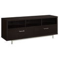 Cappuccino 60-inch Drawer Storage TV Console with Chrome Legs, Wood Finish, Modern Design