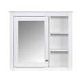 Modern Wall-Mounted Medicine Cabinet with Mirror, 30'' x 28'', White Finish, MDF and Solid Wood Construction, 3 Open Shelves