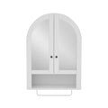 Wall Mounted Arched Cabinet with Mirrored Doors and Adjustable Shelves for Laundry Room, Bathroom, Kitchen