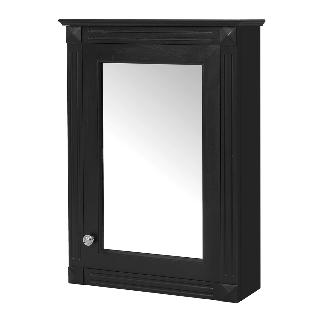 Modern Black Wall Mounted Bathroom Storage Cabinet with Mirror and Adjustable Shelf, 20'' Height-Adjustable Medicine Cabinet for Over Toilet Space Saving