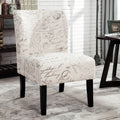 Capa English Letter Print Fabric Armless Contemporary Accent Chair