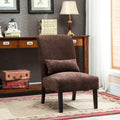Pisano Contemporary Chenille Fabric Armless Accent Chair with Pillow, Chocolate