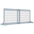 PawHut 72' W x 27.25' H Extra Wide Freestanding Pet Gate with Adjustable Length Dog, Cat, Barrier for House, Doorway, Hallway, Blue-grey