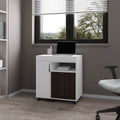 White and Stained Walnut 2-Drawer Extendable Desk with Sliding Mechanism