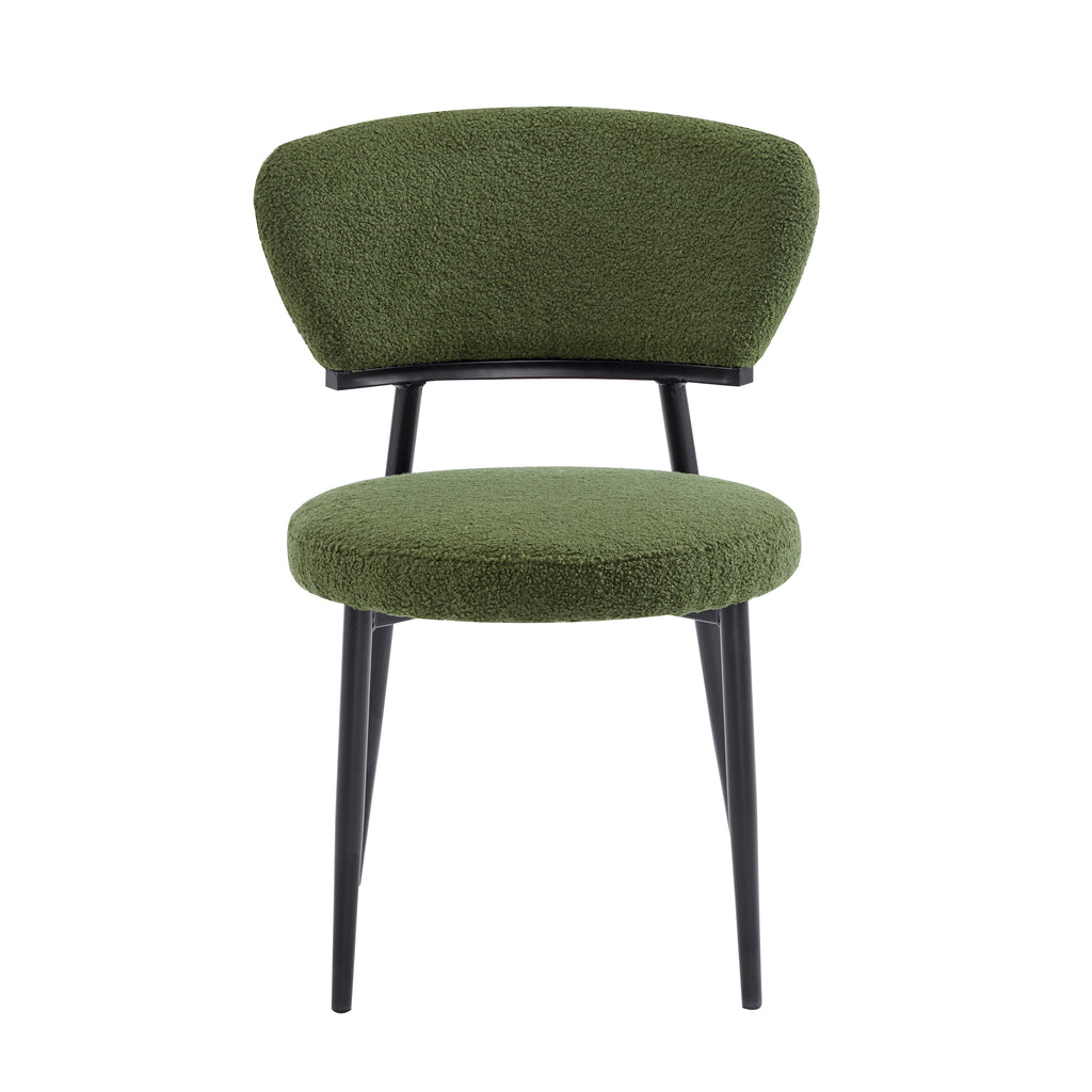 Upholstered Dining Chair Set of 2, Green Fabric