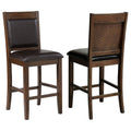 Dewey Walnut Upholstered Counter Chair Set of 2 - Modern Lounge Seating with Plush Faux Leather and Tapered Legs in Warm Walnut Finish