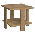 Mango Square End Table with Rustic Finish and Wide Board-Like Legs in Engineered Wood, 23.5 x 23.5 x 21.75 inches