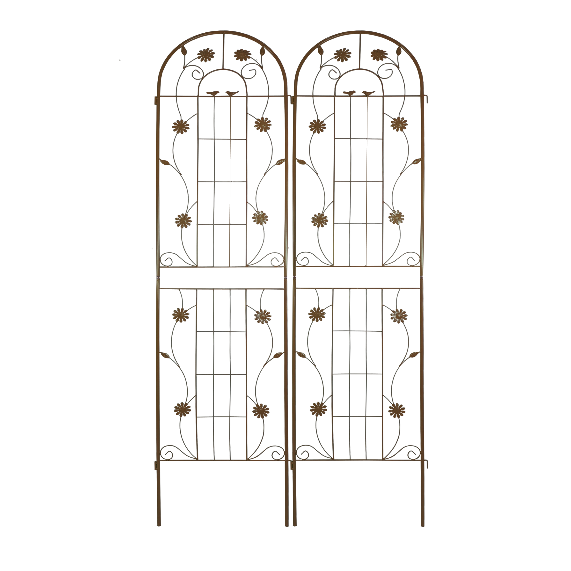 2 Pack Metal Garden Trellis 86.7' x 19.7' Rustproof Trellis for Climbing Plants Outdoor Flower Support Brown