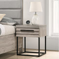Alvear Contemporary Wood Nightstand with Metal Base, One Size, Nightstand ONLY, Weathered Gray