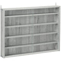 5-Tier Display Cabinet, Glass Display Case with 2 Doors and Adjustable Shelves, Wall-Mounted, Grey