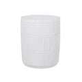 Modern Outdoor Patio End Table with Fluted Design in Antique White, Magnesium Oxide, 15x15x18.5 Inches