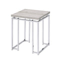 Natural Oak and Chrome End Table with Metal Sled Base