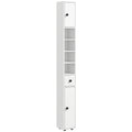 Kleankin 71' Tall Bathroom Storage Cabinet, Narrow Toilet Paper Cabinet with Open Shelves, 2 Door Cabinets, Adjustable Shelves for Kitchen, Hallway, Living Room, White