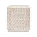 Chic Modern MGO Cube Side Table with Fluted Design in Antique Brown, 15x15x17 inches