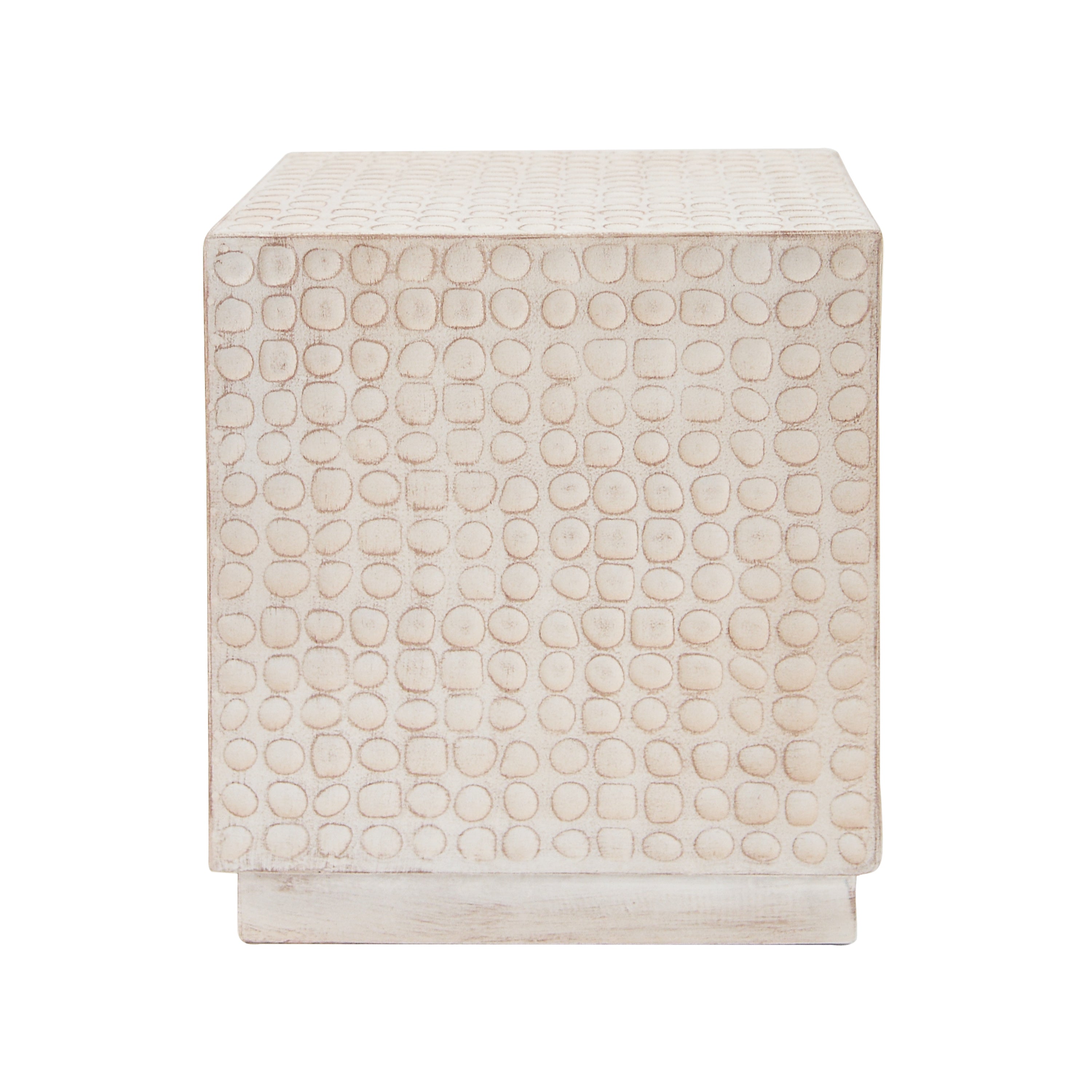 Chic Modern MGO Cube Side Table with Fluted Design in Antique Brown, 15x15x17 inches