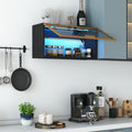 Large-Capacity Spice Rack Wall Mounted Storage Cabinet, Black Hanging Kitchen Pantry with Up-Flip Door, for Kitchen, Dining Room All Occasion