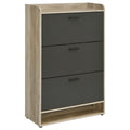 Kyla Grey 3-tier Engineered Wood Shoe Cabinet with Wood-look Laminate Finish in Grey, 49.75H x 31.5W x 11.5D