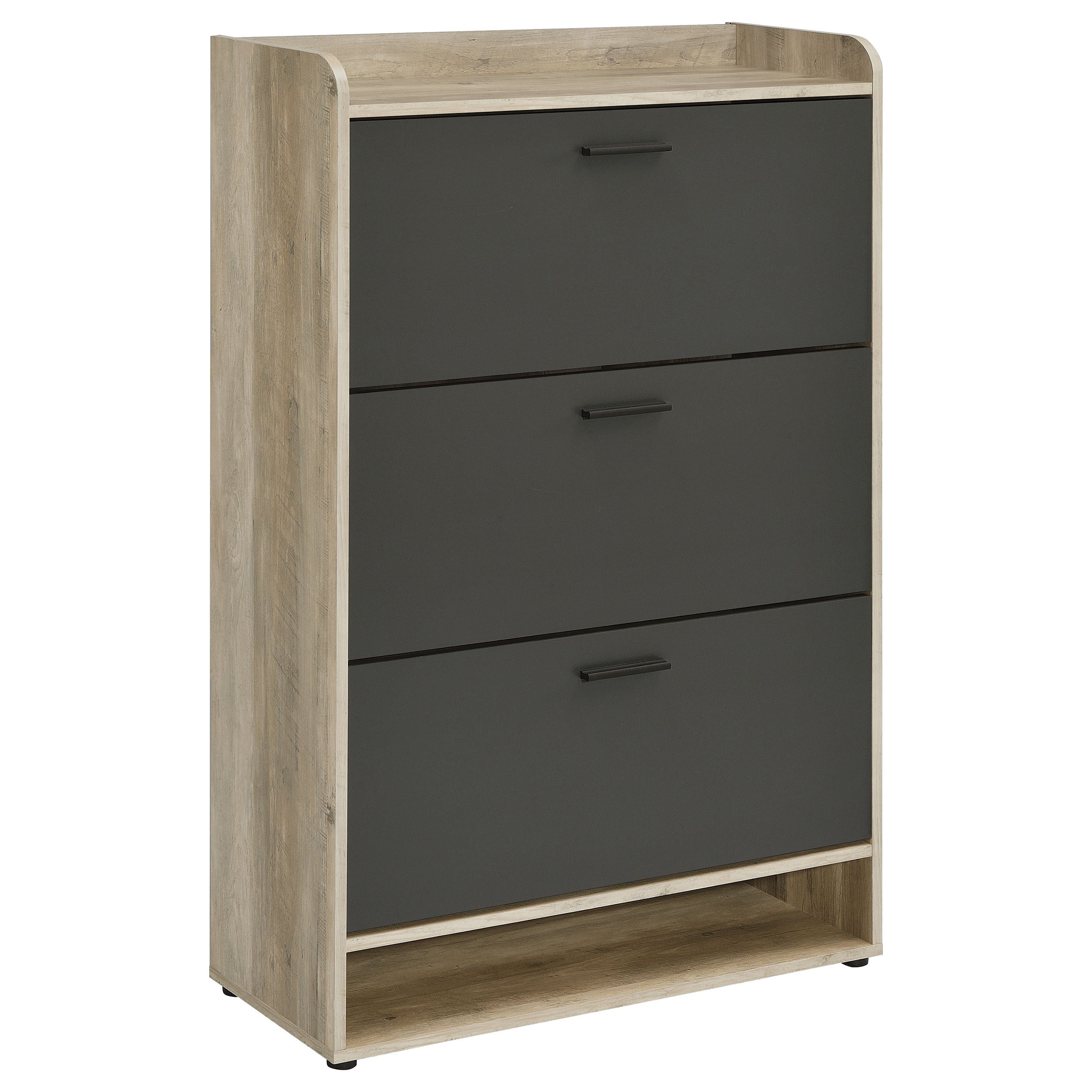 Kyla Grey 3-tier Engineered Wood Shoe Cabinet with Wood-look Laminate Finish in Grey, 49.75H x 31.5W x 11.5D