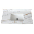 43 Inch Carrara White Marble Vanity Top with Undermount Sink and Backsplash,  Sintered Stone