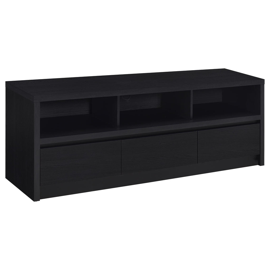 O'Brien Black 3-Drawer TV Stand Media Console with Modern Engineered Wood Design, Black Finish, 59-Inch Wide
