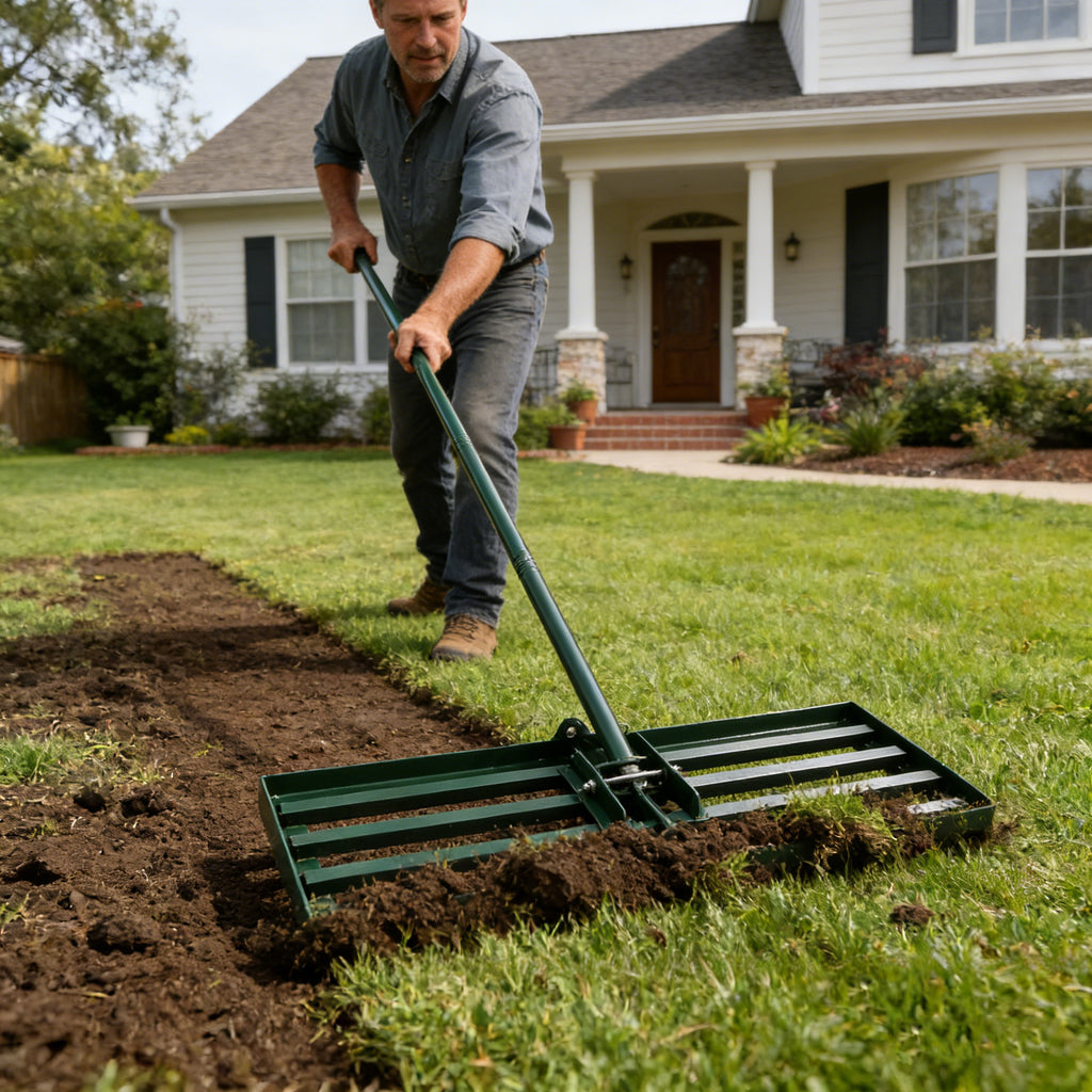 Garden backyard farmland golf course compost sand leveling with 79.5 long handle heavy duty tool lawn leveling rake