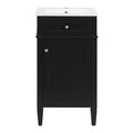 18-inch French Style Bathroom Vanity with Ceramic Sink, Black Solid Wood Feet, Soft-Closing Door, Adjustable Shelf, Rectangular Design