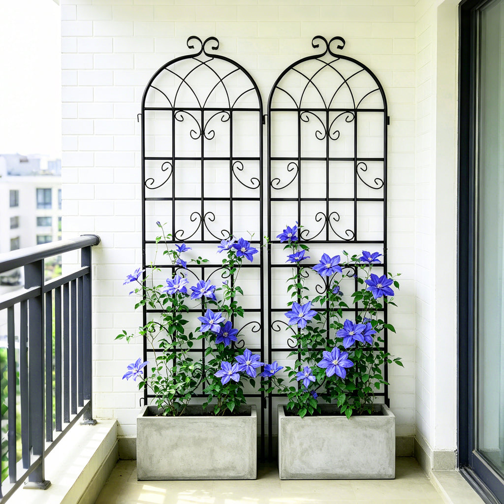 Metal Garden Trellis 2 Pack Rustproof Support for Climbing Plants Black Iron 71 x 19.7 Inches