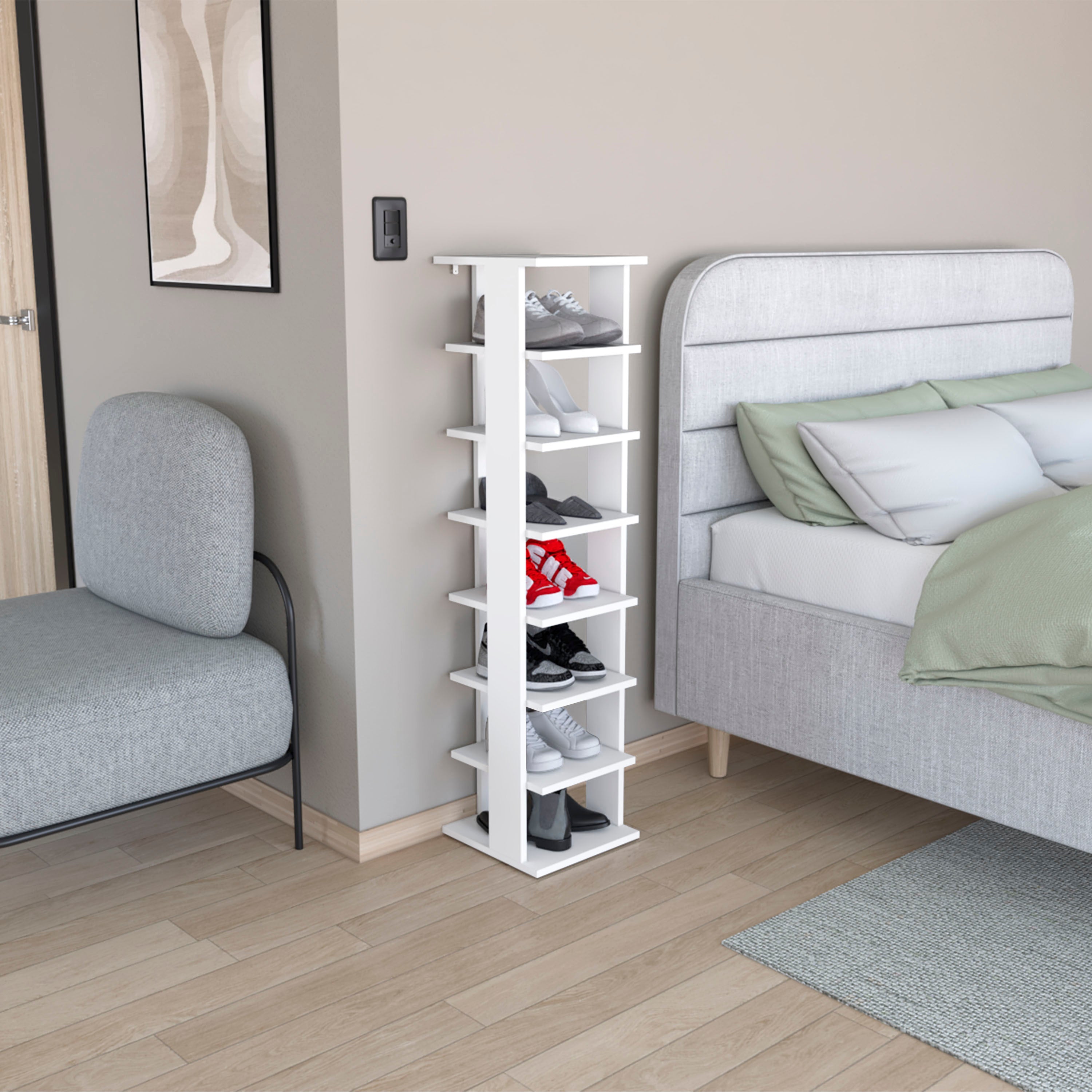 Odesto 48.7' Tall 8-Tier Vertical Shoe Rack, Narrow Shoe Tower for 8 Pairs, Entryway, Living Room, Bedroom