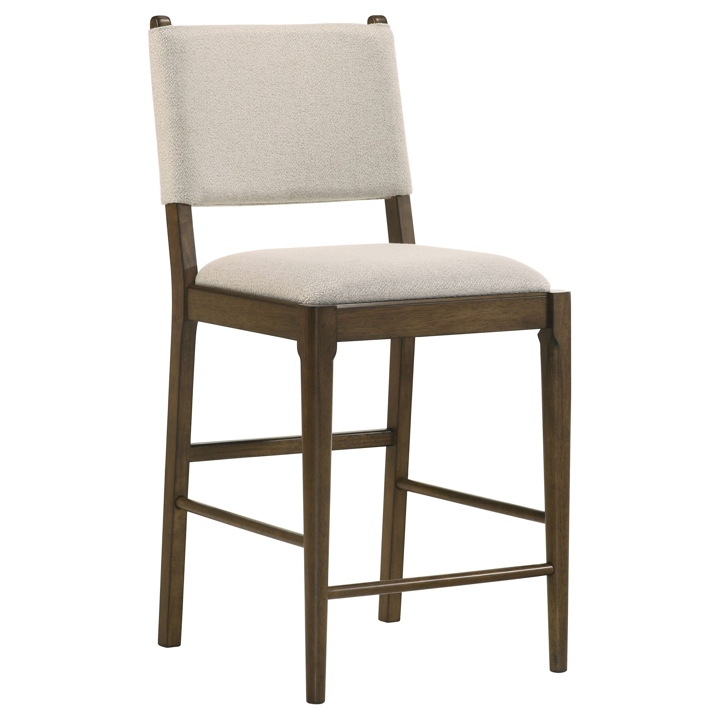 Crispin Brown Upholstered Counter Side Chair Set of 2 in Light Tan Fabric with Brown Wood Frame, 40.25in H
