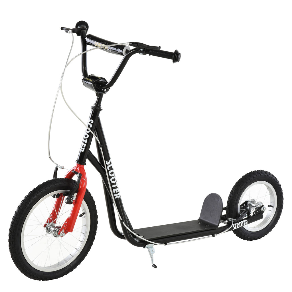 Youth Scooter, Teens Kick Scooter, Adjustable Handlebar Ride On Toy for 5+ with 16' Front and 12' Rear Dual Brakes Inflatable Wheels, Black