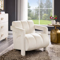 Velmor Contemporary Velvet Accent Armchair, Ivory