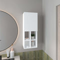 White Wall-Mounted Bathroom Cabinet with Door and 4 Open Shelves