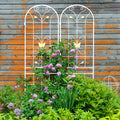 4 Pack Metal Garden Trellis 86.7' x 19.7' Rustproof Trellis for Climbing Plants Outdoor Flower Support Cream White