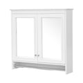 Modern 30-inch Wall-Mounted Mirror Cabinet with Adjustable Shelves, Soft-Close Doors, High-Definition Mirror in White Finish, MDF and Rubber Wood Construction