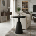 Modern Round Side Table with Marble Pattern Top and Black Iron Base, 20' Diameter, 24.25' H, 75 lbs Capacity - Assembly-Free Accent Table for Living Room, Bedroom, or Office