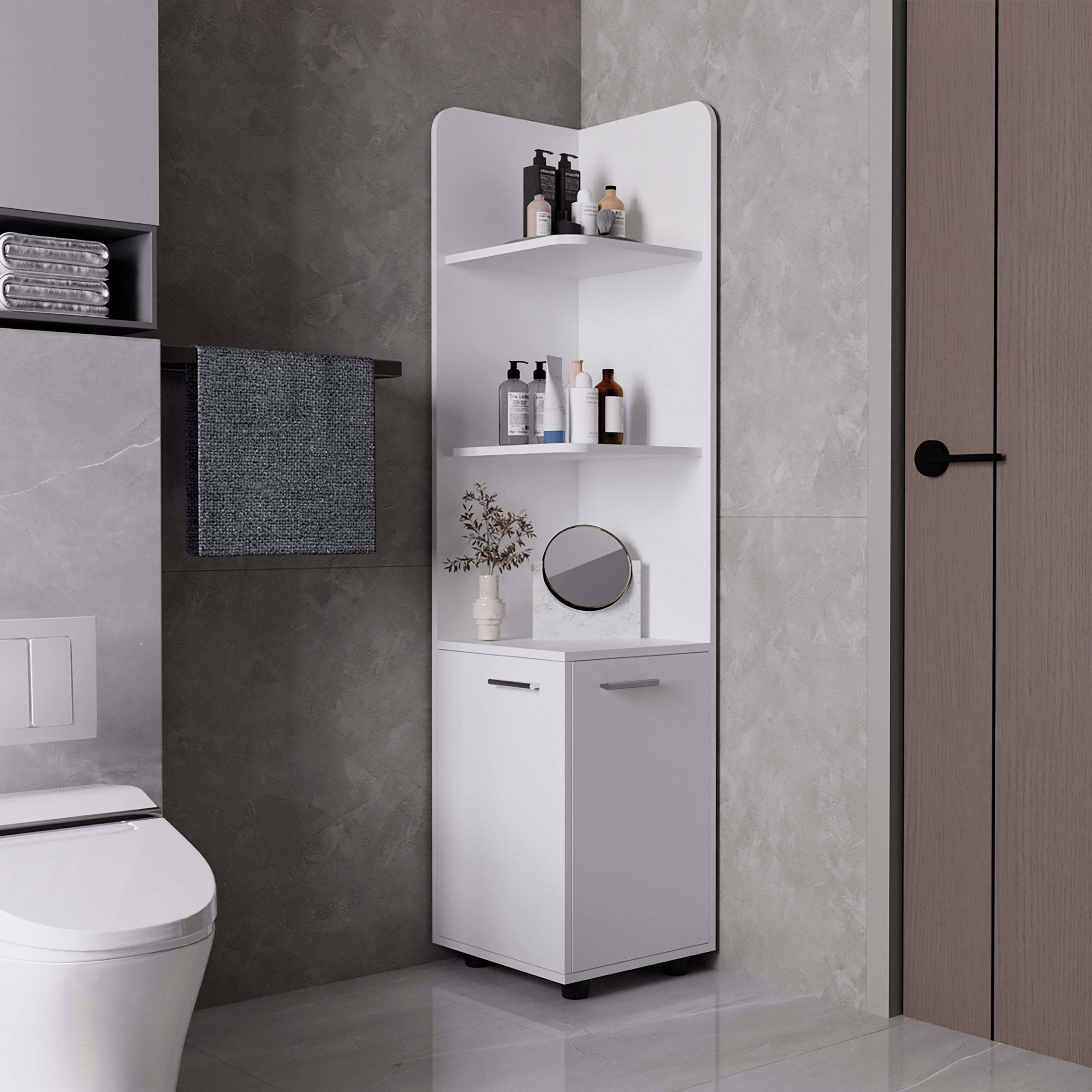 Klay 2-Door 4-Shelf Tall Storage Cabinet White