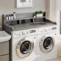 Washer Dryer Countertop with Non-slip Pads, Laundry Wood Shelf Topper with Edge, 54' Width x 27.5' Depth Double Layer Organizer for Washer and Dryer Laundry Hamper Counter Storage (Gray Stripe Color)
