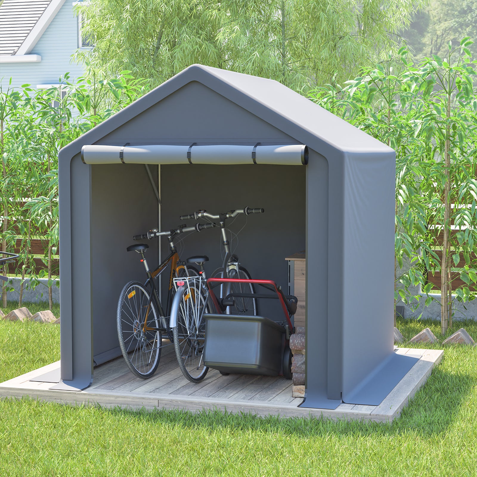 6x6 FT All-Season Storage Tent  Quick-Install Waterproof & UV-Resistant Outdoor Shed