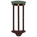Elna Merlot and Green Accent Side Table with Round Top Plant Stand in Rich Brown Finish, Solid Wood and MDF Construction, 12x12x27.5 inches