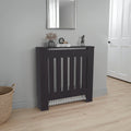 Radiator Cover Cabinet with Slatted Panel, Modern Home Furniture for Heating Units, Ventilated Decorative Enclosure, Black