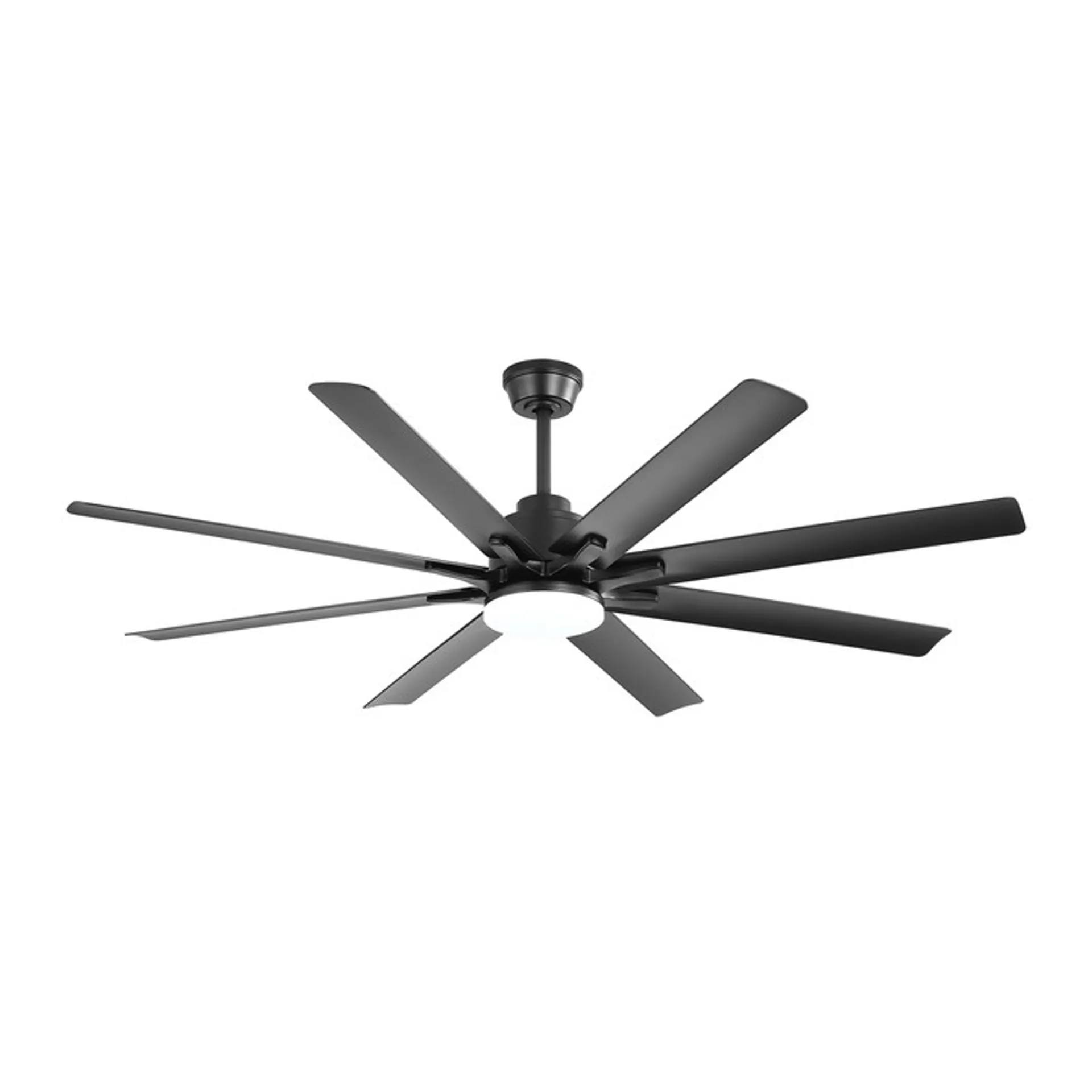 66 Inch Modern Ceiling Fan with Dimmable LED Light, 8 ABS Blades, Smart Remote Control, Reversible DC Motor in Matte Black for Home Office and Living Spaces