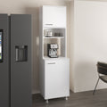 Antares Kitchen Pantry Cabinet With Two Doors, Open Middle Shelf And Upper Storage, White