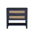 Rattan Nightstand with 2 Drawers and Storage Shelf Boho Bedside Narrow Side Table for Bedroom