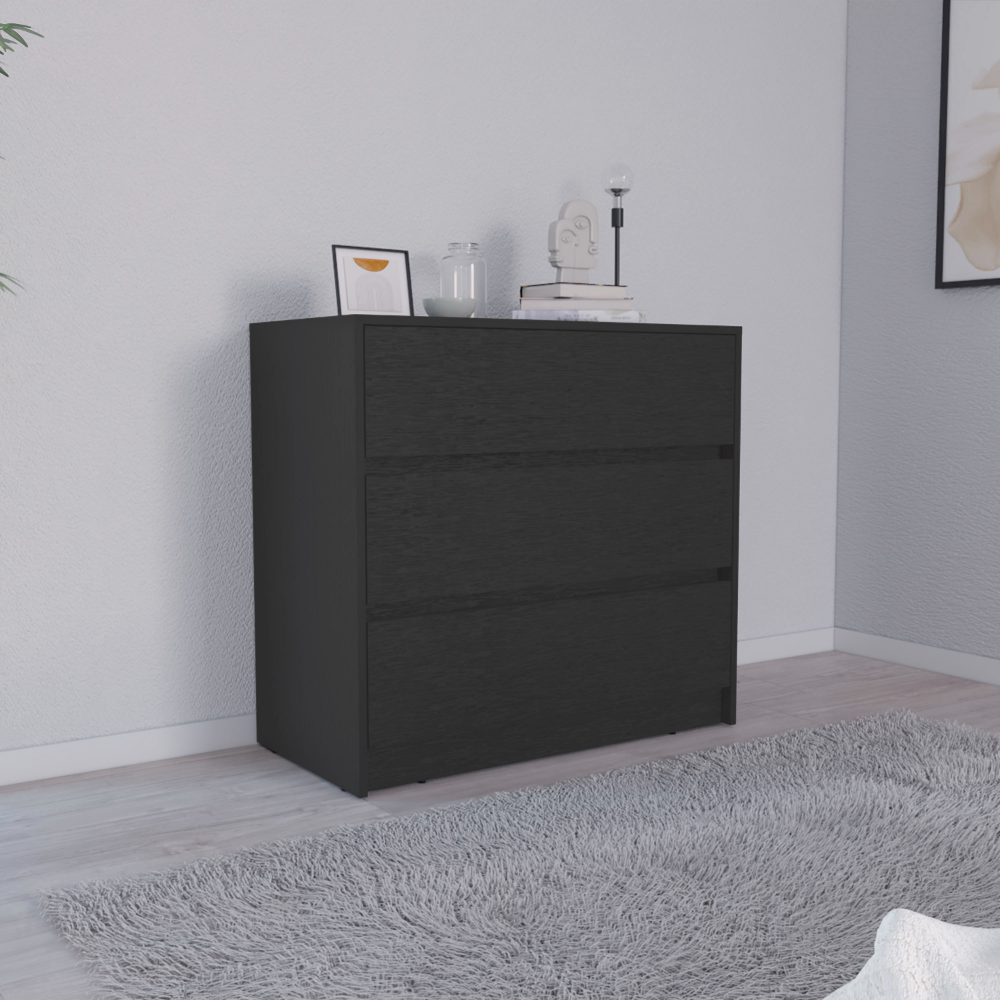 Austin Three Drawer Dresser, Pull Out Mechanism-Black
