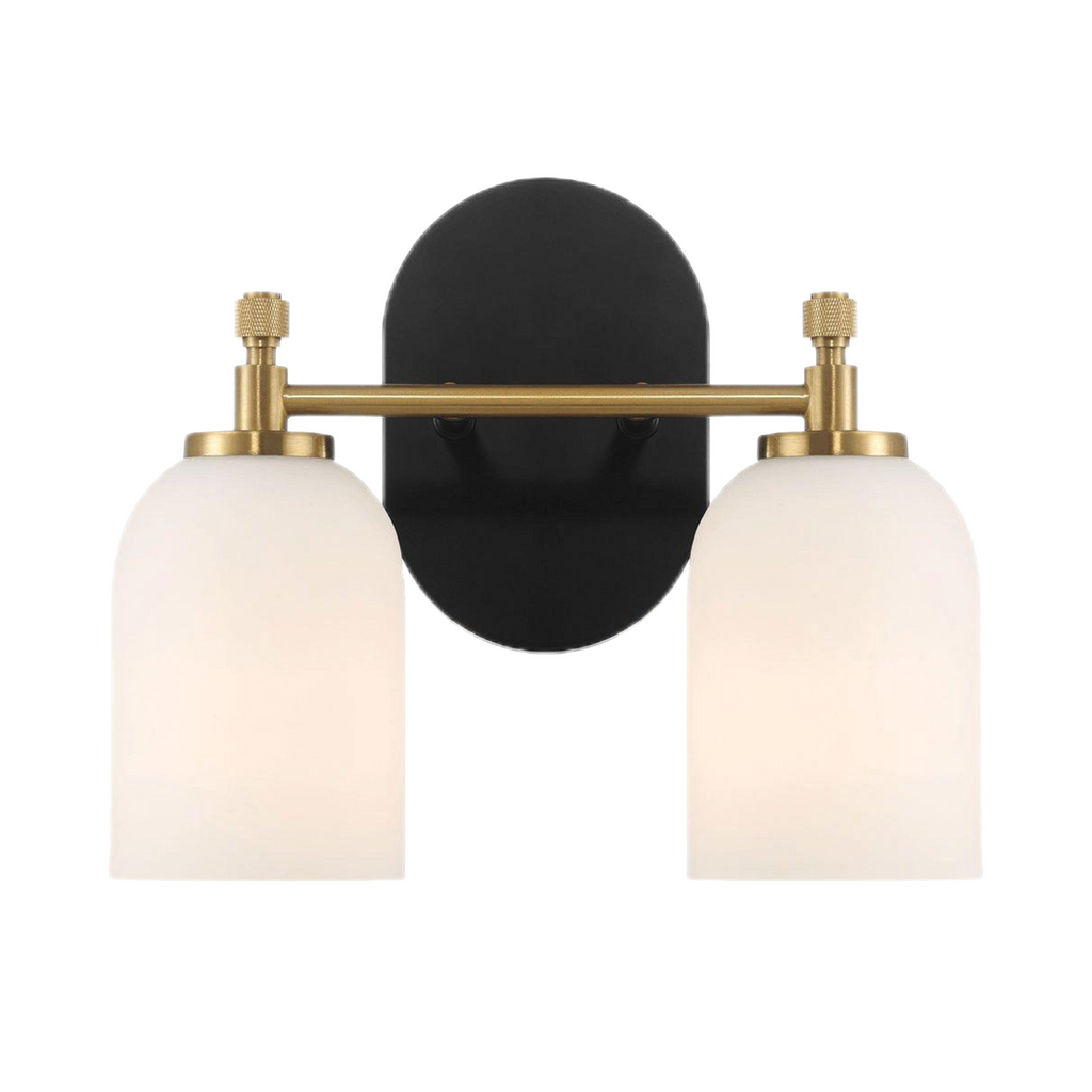 Vortex Traditional Style Two Lights Vanity Over Bathroom Mirror Wall Sconce with White Frosted Glass 12.25'W × 10.125'H × 5.5'E