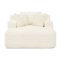 Beige Corduroy Foam Chaise Lounge Sofa Bed with Deep Seat, Compressible Cloud Couch for Living Room, Bedroom, Apartment