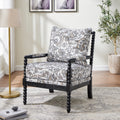 Belvoir Upholstered Spool Accent Chair with Turned Wood Frame, Floral