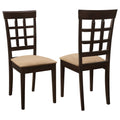 Cappuccino and Beige Lattice Back Dining Chair Set of 2: Stylish Wooden Chairs with Beige Upholstery, Ergonomic Design, Natural Wood Finish